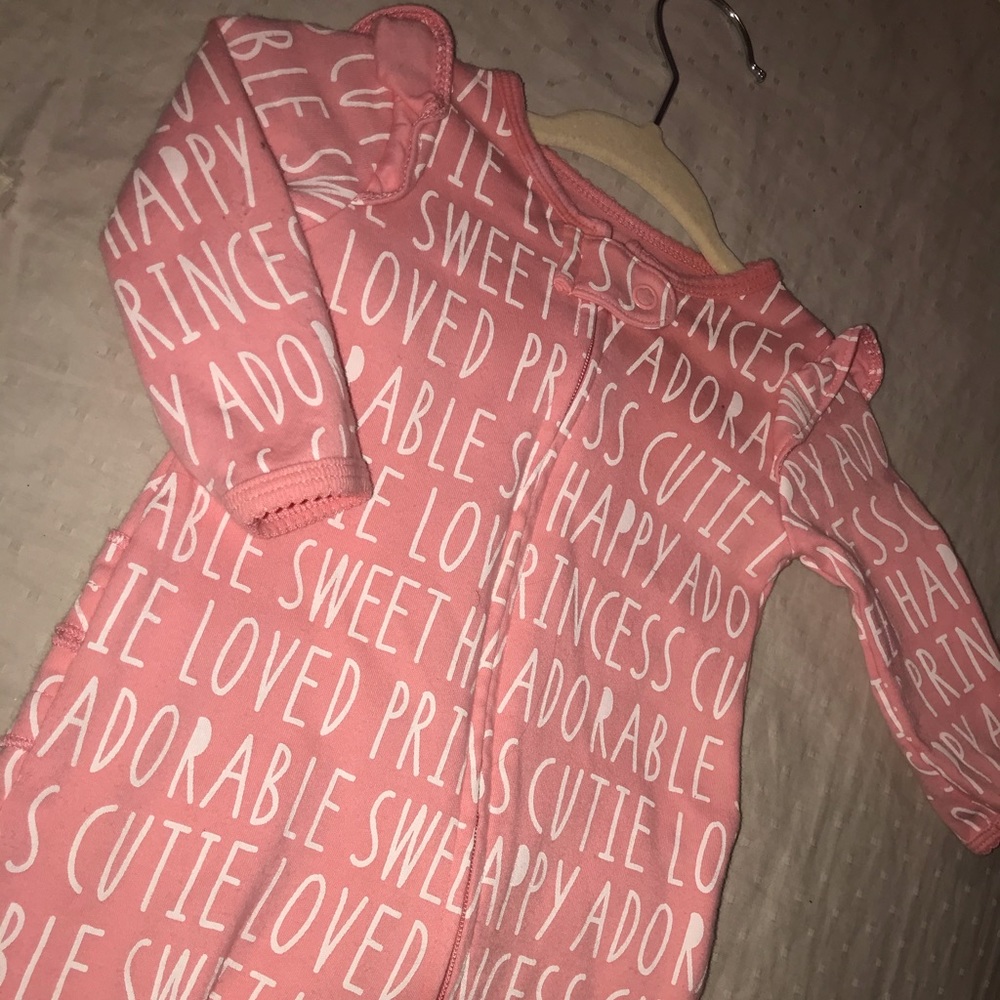 pink carters ruffle zip footie